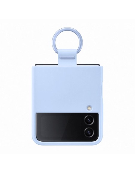 SAMSUNG MOBILE SILICONE COVER WITH RING ARTIC BLUE FLIP 4