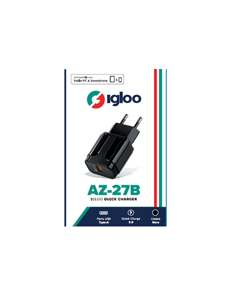 IGLOO ADATTATORE MOBILE FAST CHARGE USB BLACK