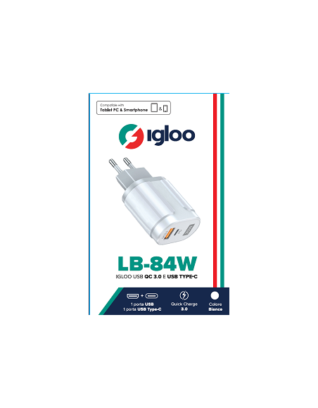 IGLOO USB QC 3.0 E USB TYPE-C WHITE