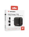 VERBATIM MINI GANCHARGER 70W 3 PORT US PLUG WITH EU/UK ADAP